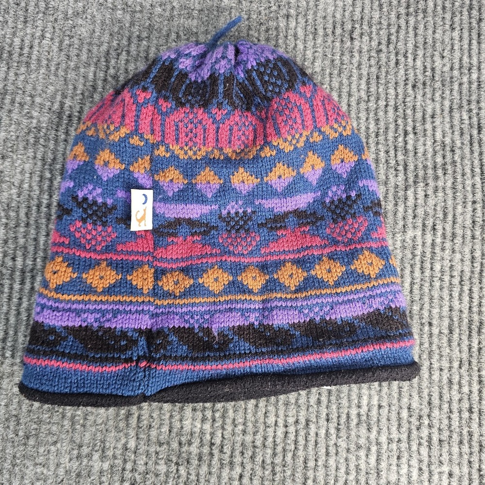 Darn Fine Hats Hat Beanie Multicolor Fair Isle Wool Fleece Lined One Size Mens
